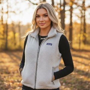 Patagonia Los Gatos Fleece Vest Gray Full Zip Pockets Womens M Medium